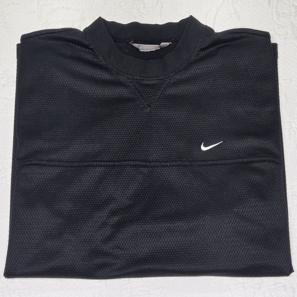 Vintage Y2K Nike Black Mesh Jersey Shirt Mens XL Embroidered Design Swoosh Sport